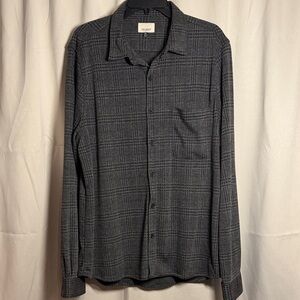 Civil Society Houndstooth Plaid Gray Black Button Down Shirt XXL